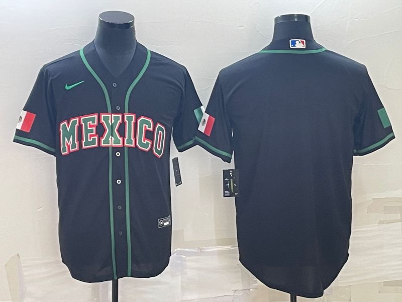 Men 2023 World Cub Mexico Blank Black Nike MLB Jersey4